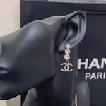 Chanel Crystal Cc Drop Earrings Gold