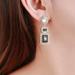 Chanel Metal Glass Black Crystal Earrings