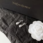 Saint Laurent Teardrop Earrings With YSL Logo Silver