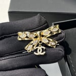 Chanel Cc Bowtie Brooch Gold