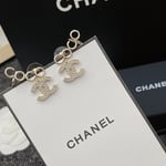 Chanel Metal Pearl Cc Coco Climber Clip On Earrings Gold