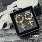 Chanel Classic Love Double C Logo Leopard Round Earrings