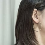 Saint Laurent YSL Logo Big Round Earrings Silver Tone