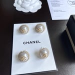 Chanel Button Pearl Earrings