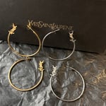 Saint Laurent YSL Logo Big Round Earrings Gold