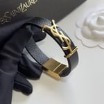 Saint Laurent YSL Opyum Leather Bracelet Black