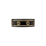 Gucci Icon Ring With Yellow Gold Interlocking G Black
