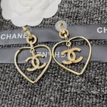 Chanel Gold Cc Logo Heart Earrings
