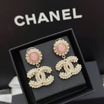 Chanel Metal And Strass Earrings Glass Pearl Gold