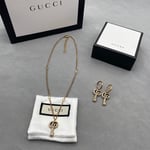 Gucci Gg Crystal Key In Gold Necklace