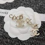 Chanel Metal Pearl Cc Coco Climber Clip On Earrings Gold