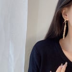 Saint Laurent YSL Leaf Tassel Gold Earrings
