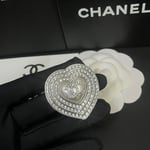 Chanel Cc Heart Brooch Silver With Pearl Heart
