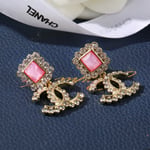 Chanel Cc Earrings Strass Pink