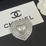 Chanel Cc Heart Brooch Silver With Pearl Heart