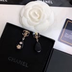 Chanel Cc Black Earrings