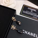 Chanel Cc Black Earrings