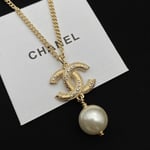 Chanel Cc Pearl Gold Necklace