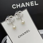 Chanel Silver Tone Metal Cc Pin Brooch Encrusted With Faux Pearls