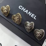Chanel Stud Earrings Gold And Black