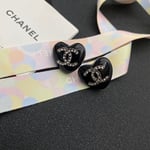Chanel Heart Black Earrings