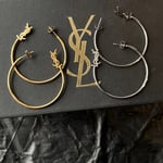 Saint Laurent YSL Logo Big Round Earrings Gold