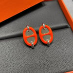 Hermes Mini Maillon Earrings Red