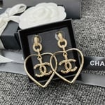 Chanel Gold Cc Logo Heart Earrings