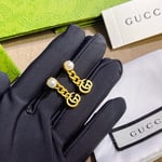 Gucci Pearl Double G Earrings Gold 645665 I4620 8078