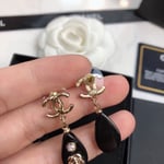 Chanel Cc Black Earrings