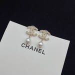 Chanel Cc Pearl Gold Earrings