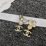 Chanel Pearl Crystal Cc Drop Earrings Gold