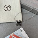 Hermes Mini Pop H Pendant Necklace Black And Silver