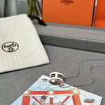 Hermes Mini Pop H Pendant Necklace White And Silver