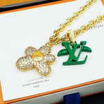 Louis Vuitton Lv Blooming Necklace Gold With Green M01867