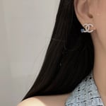Chanel-Inspired Silver & Blue Stud Earrings