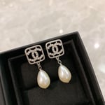 Chanel Cc Pear Earrings