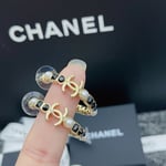 Chanel Gold &Amp; Black Metal Hoop Earrings