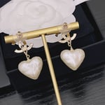 Chanel 22C Heart Pearl Pendant Cc Dangle Earrings