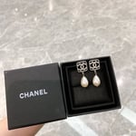 Chanel Cc Pear Earrings