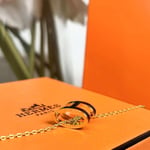 Hermes Mini Pop H Pendant Necklace Black And Gold