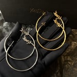 Saint Laurent YSL Logo Big Round Earrings Gold