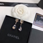 Chanel Cc Black Earrings