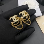 Chanel Cc Gold Earrings