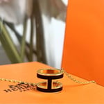 Hermes Mini Pop H Pendant Necklace Black And Gold