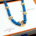 Louis Vuitton Turquoise Pearl Necklace Blue
