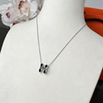 Hermes Mini Pop H Pendant Necklace Black And Silver