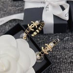 Chanel Gold &Amp; Black Metal Hoop Earrings