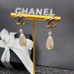 Chanel Cc Pearl Drop Earrings