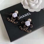 Chanel Cc Black Earrings